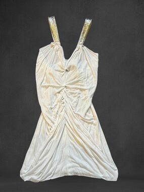 Yigal Azrouel Cream Backless Dress with Gold Straps